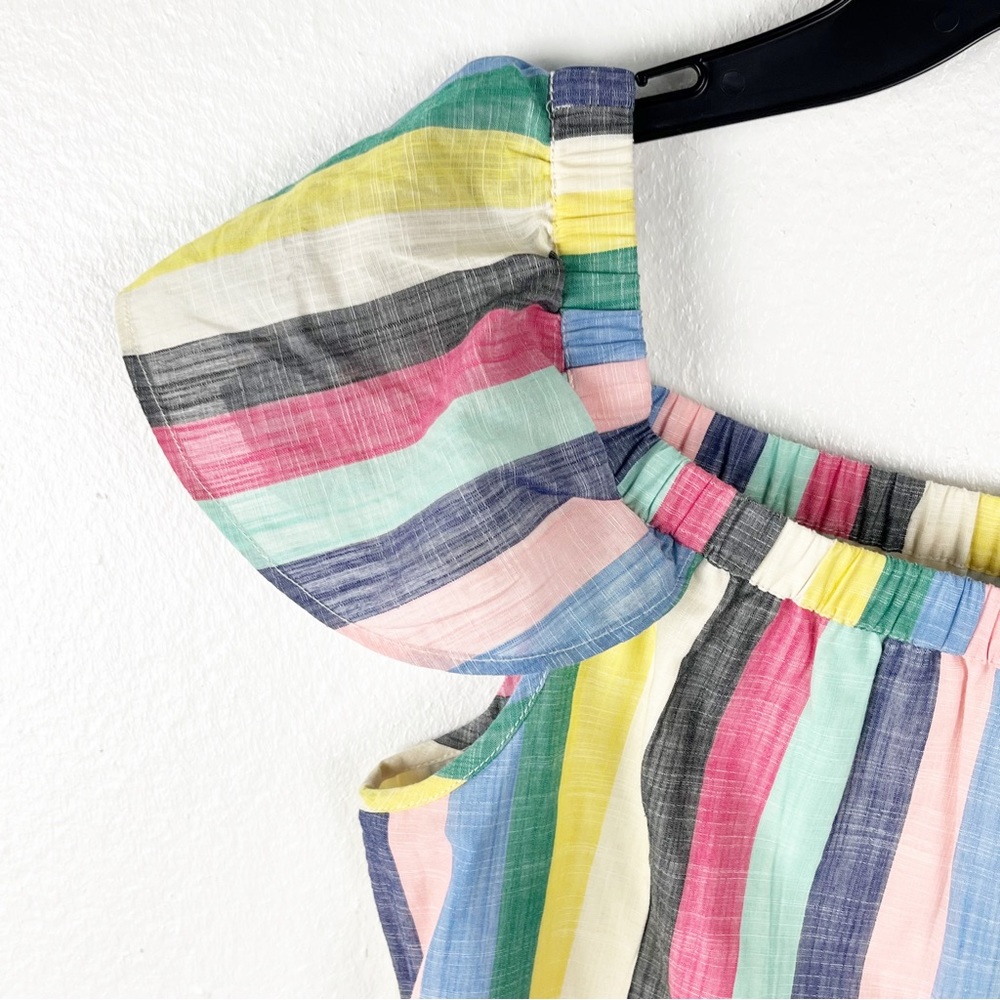 J. CREW Factory 100% Cotton Multicolored Striped Lined On Off Shoulder Dress 2 - Picture 7 of 8
